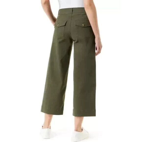 GLORIA VANDERBILT Tummy Control Wide Leg Crop Pants Sz 10 Army Green Olive NWT - Picture 11 of 15